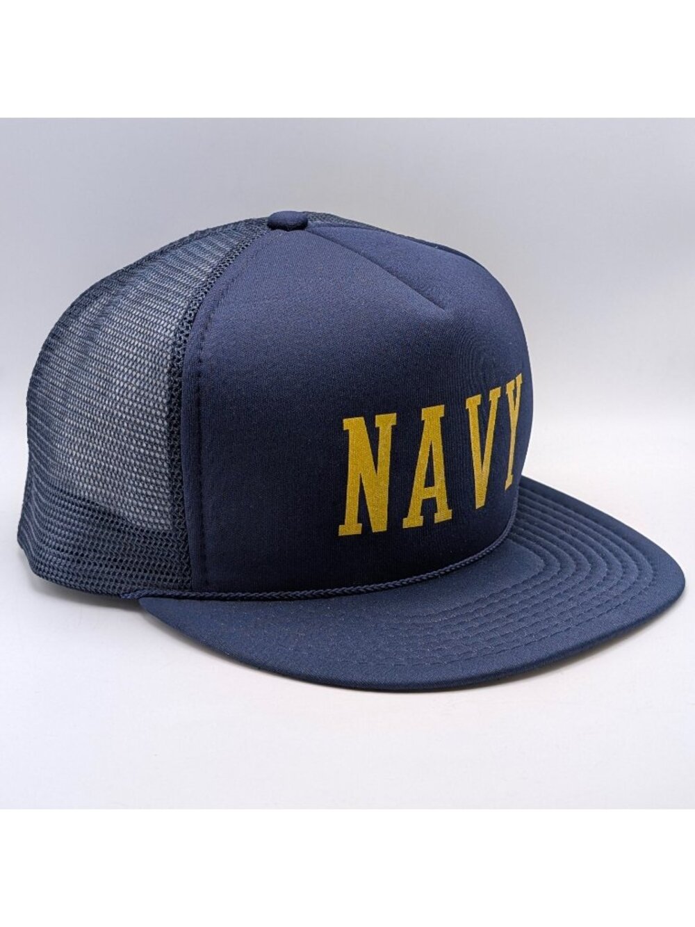 Vintage US Navy Hat Snapback Dark Blue Mesh Foam Trucker Cap American Military